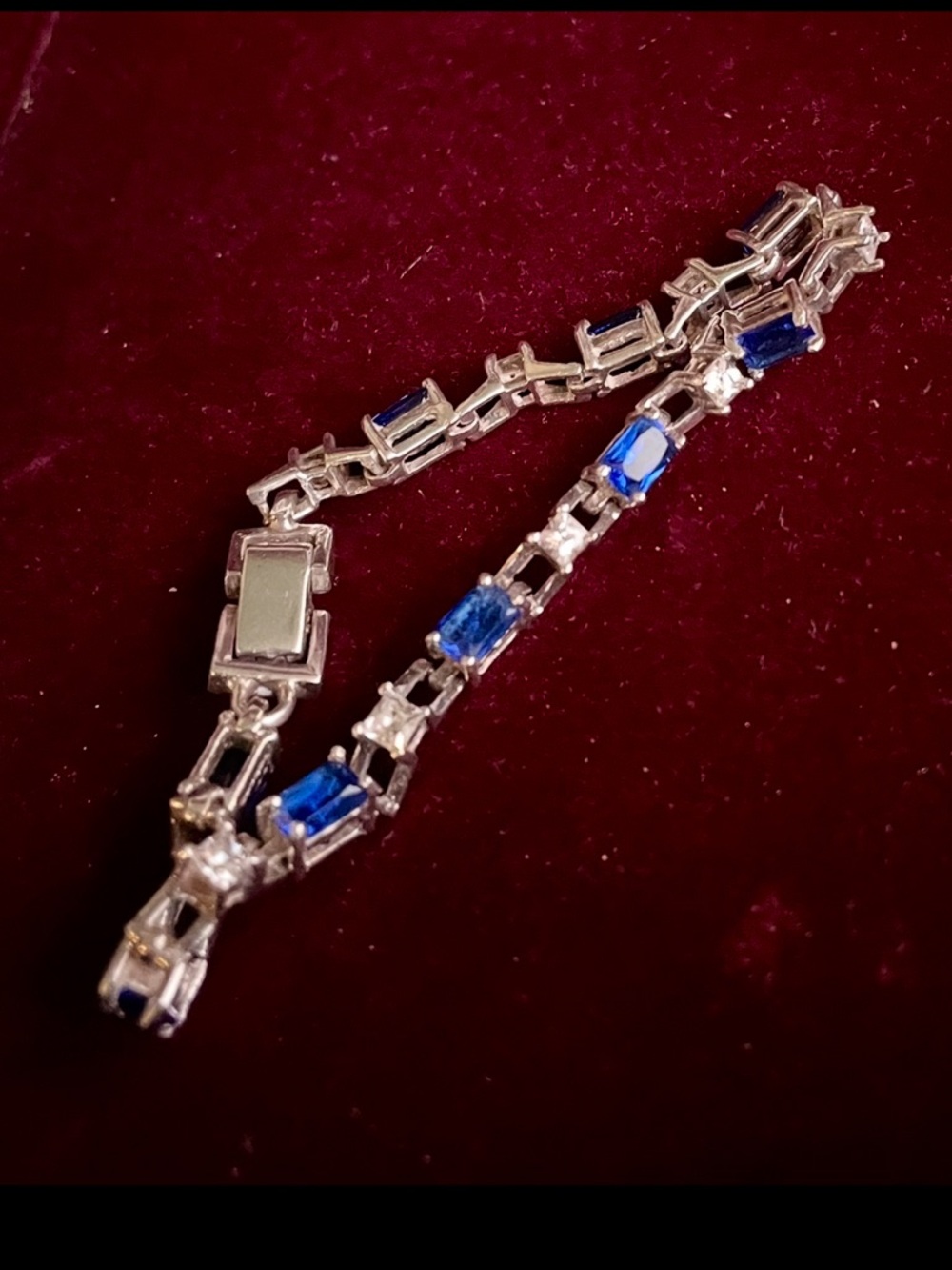 Sterling Silver Blue & Crystal Tennis Bracelet - Picture 10 of 11